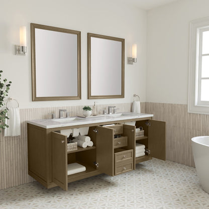 James Martin - Chicago 72" Double Vanity, Walnut Whisper, w/ 3 CM Ethereal Noctis Silestone® Top - 503-V72-WLW-3ENC view 12
