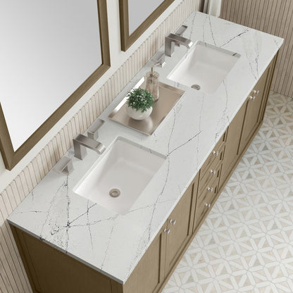 James Martin - Chicago 72" Double Vanity, Walnut Whisper, w/ 3 CM Ethereal Noctis Silestone® Top - 503-V72-WLW-3ENC view 15