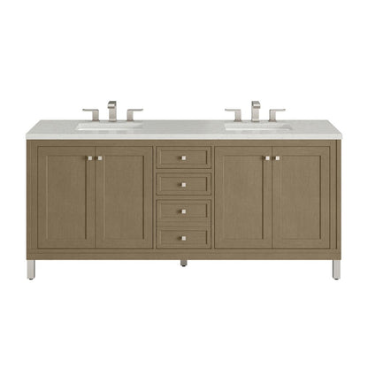 James Martin - Chicago 72" Double Vanity, Walnut Whisper, w/ 3 CM Lime Delight Silestone® Top - 503-V72-WLW-3LDL view 1
