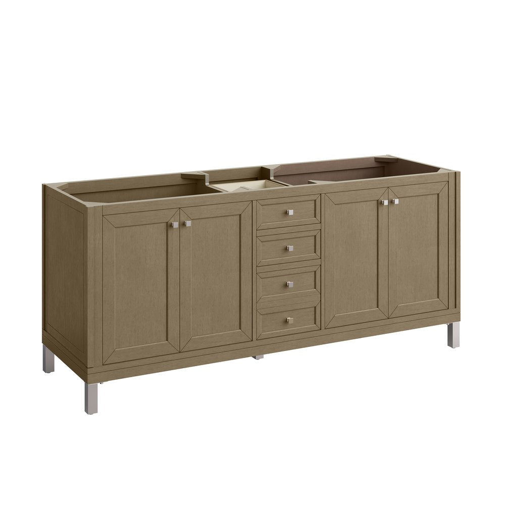James Martin - Chicago 72" Double Vanity, Walnut Whisper, w/ 3 CM Lime Delight Silestone® Top - 503-V72-WLW-3LDL view 2