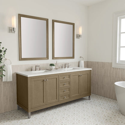 James Martin - Chicago 72" Double Vanity, Walnut Whisper, w/ 3 CM Lime Delight Silestone® Top - 503-V72-WLW-3LDL view 5