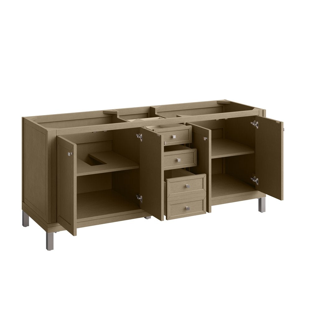 James Martin - Chicago 72" Double Vanity, Walnut Whisper, w/ 3 CM Lime Delight Silestone® Top - 503-V72-WLW-3LDL view 9