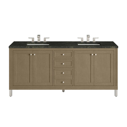 James Martin - Chicago 72" Double Vanity, Walnut Whisper, w/ 3 CM Phantome Eclos Top - 503-V72-WLW-3PHT view 1