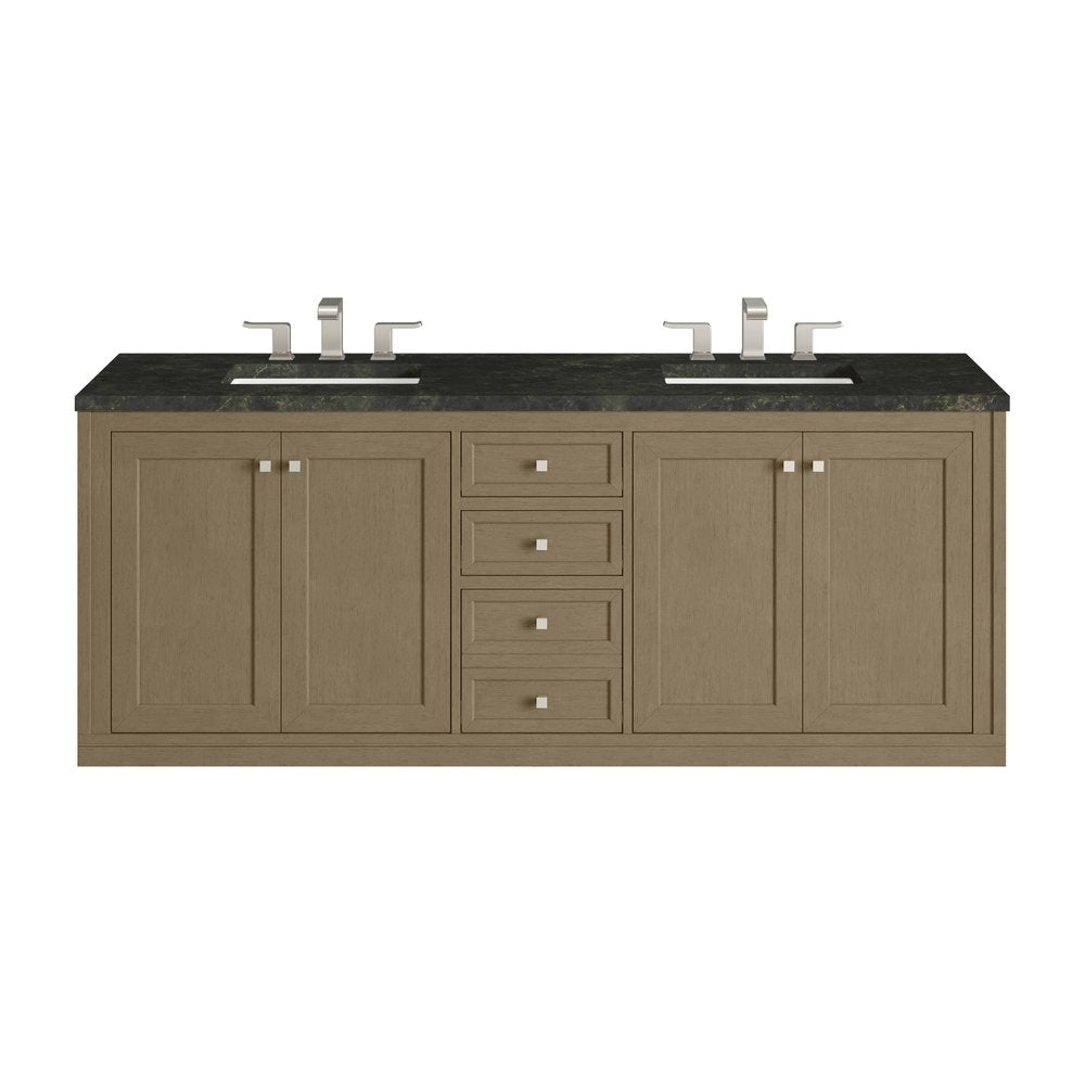 James Martin - Chicago 72" Double Vanity, Walnut Whisper, w/ 3 CM Phantome Eclos Top - 503-V72-WLW-3PHT view 2
