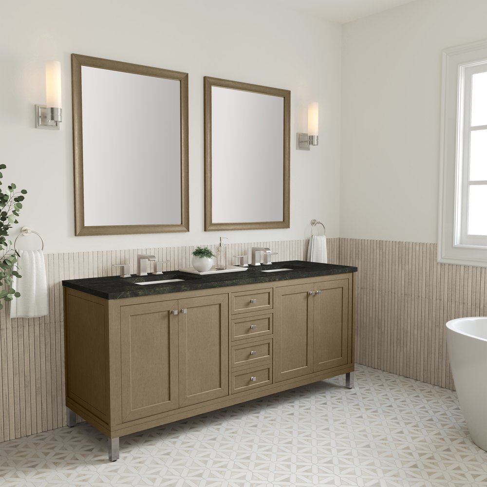 James Martin - Chicago 72" Double Vanity, Walnut Whisper, w/ 3 CM Phantome Eclos Top - 503-V72-WLW-3PHT view 7