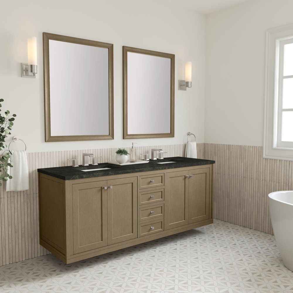 James Martin - Chicago 72" Double Vanity, Walnut Whisper, w/ 3 CM Phantome Eclos Top - 503-V72-WLW-3PHT view 8
