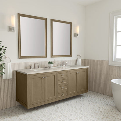 James Martin - Chicago 72" Double Vanity, Walnut Whisper, w/ 3 CM Siberian Silestone Top - 503-V72-WLW-3SFR view 8