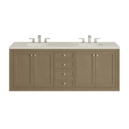 James Martin - Chicago 72" Double Vanity, Walnut Whisper, w/ 3 CM Siberian Silestone Top w/FreePower Wireless Charger - 503-V72-WLW-FSFR view 2
