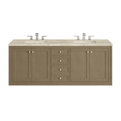 James Martin - Chicago 72" Double Vanity, Walnut Whisper, w/ 3 CM Tajnar Eclos Top - 503-V72-WLW-3TJR view 2