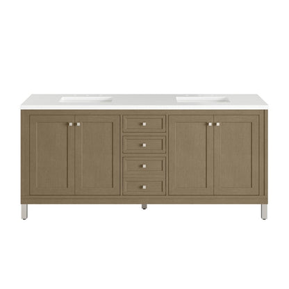 James Martin - Chicago 72" Double Vanity, Walnut Whisper, w/ 3 CM Victorian Silver Silestone® Top - 503-V72-WLW-3VSL view 2