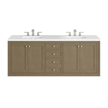 James Martin - Chicago 72" Double Vanity, Walnut Whisper, w/ 3 CM White Zeus Silestone® Top - 503-V72-WLW-3WZ view 2