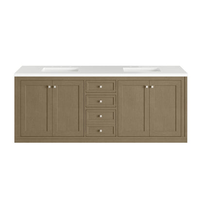 James Martin - Chicago 72" Double Vanity, Walnut Whisper, w/ 3 CM White Zeus Silestone® Top - 503-V72-WLW-3WZ view 3