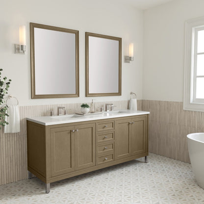 James Martin - Chicago 72" Double Vanity, Walnut Whisper, w/ 3 CM White Zeus Silestone® Top - 503-V72-WLW-3WZ view 8