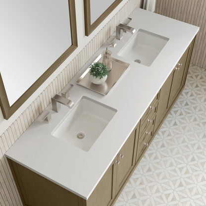 James Martin - Chicago 72" Double Vanity, Walnut Whisper, w/ 3 CM White Zeus Silestone® Top - 503-V72-WLW-3WZ view 14