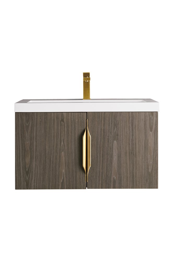 James Martin - Columbia 31.5" Single Vanity, Ash Gray w/ White Glossy Composite Stone Top - 883-V31.5-AG-WG view 1