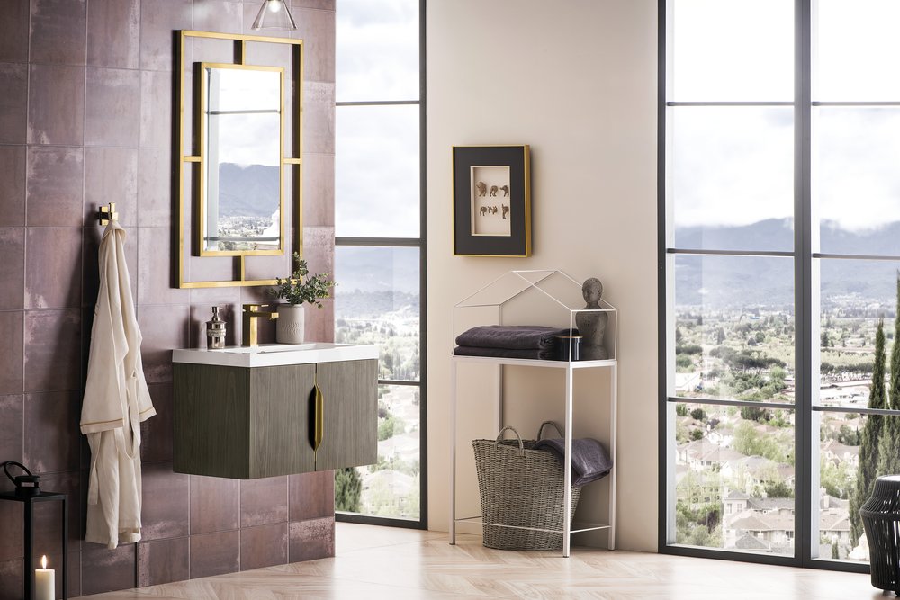 James Martin - Columbia 31.5" Single Vanity, Ash Gray w/ White Glossy Composite Stone Top - 883-V31.5-AG-WG view 4