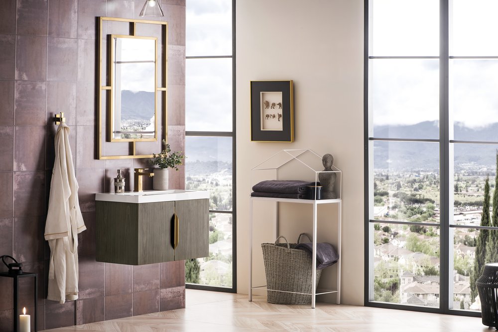 James Martin - Columbia 31.5" Single Vanity, Ash Gray w/ White Glossy Composite Stone Top - 883-V31.5-AG-WG view 5