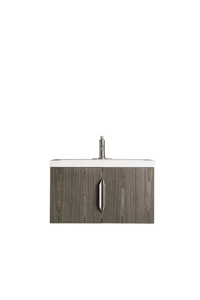 James Martin - Columbia 31.5" Single Vanity, Ash Gray w/ White Glossy Composite Stone Top - 883-V31.5-AG-WG view 9