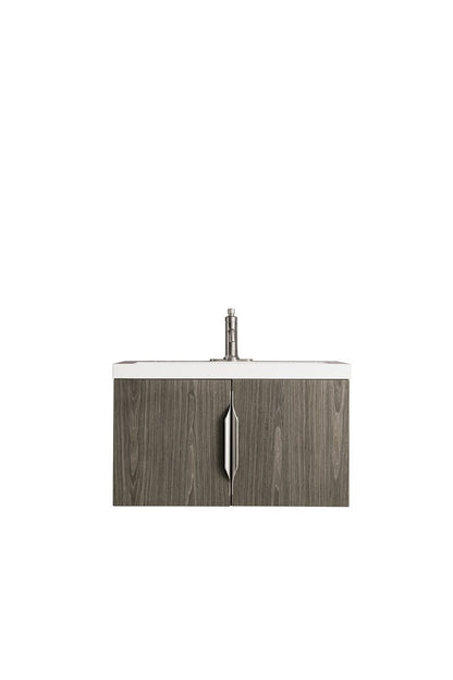 James Martin - Columbia 31.5" Single Vanity, Ash Gray w/ White Glossy Composite Stone Top - 883-V31.5-AG-WG view 9