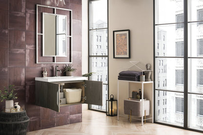James Martin - Columbia 31.5" Single Vanity, Ash Gray w/ White Glossy Composite Stone Top - 883-V31.5-AG-WG view 12