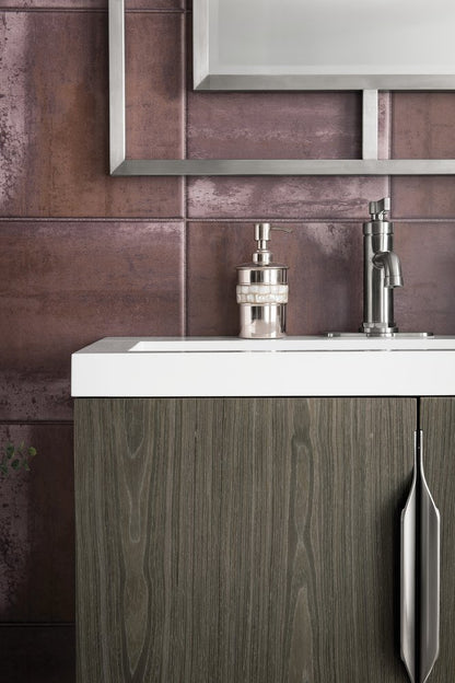 James Martin - Columbia 31.5" Single Vanity, Ash Gray w/ White Glossy Composite Stone Top - 883-V31.5-AG-WG view 13