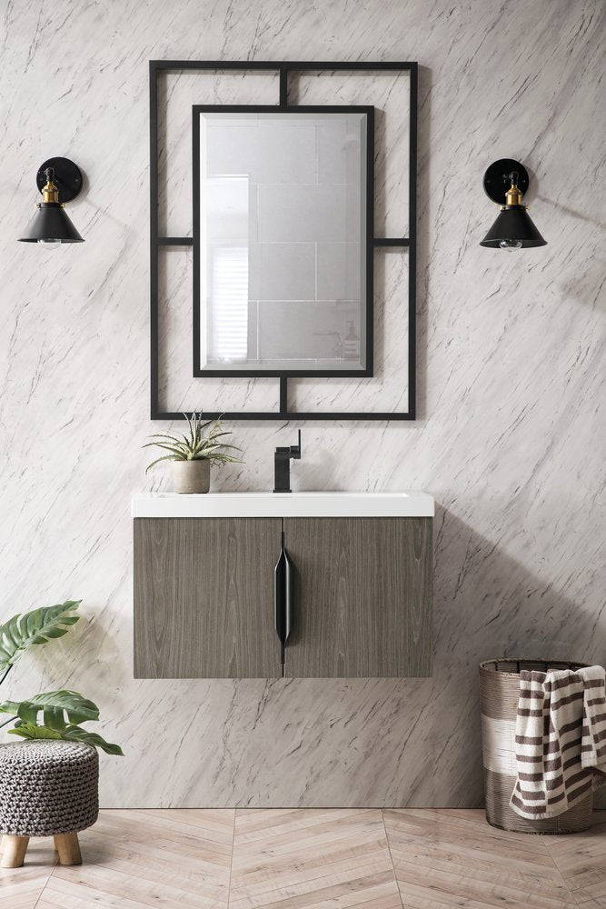 James Martin - Columbia 31.5" Single Vanity, Ash Gray w/ White Glossy Composite Stone Top - 883-V31.5-AG-WG view 15