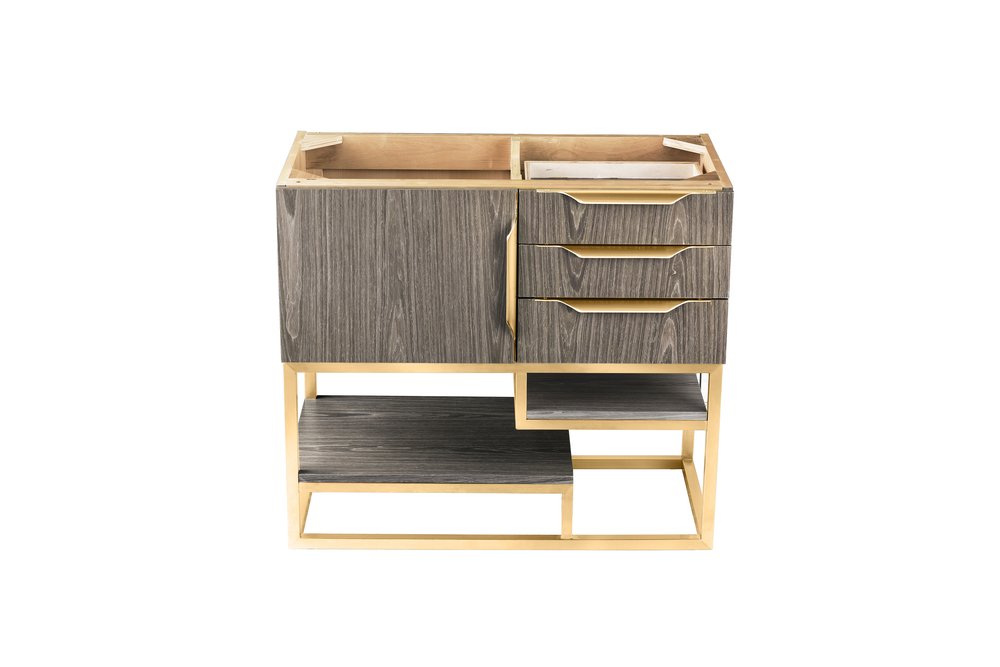 James Martin - Columbia 36" Single Vanity Cabinet, Ash Gray, Radiant Gold - 983-V36-AGR-RG view 1