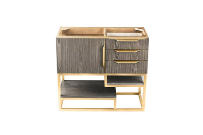 James Martin - Columbia 36" Single Vanity Cabinet, Ash Gray, Radiant Gold - 983-V36-AGR-RG view 1