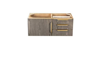 James Martin - Columbia 36" Single Wall Mount Vanity Cabinet, Ash Gray, Radiant Gold - 983-V36-W-AG-G view 1