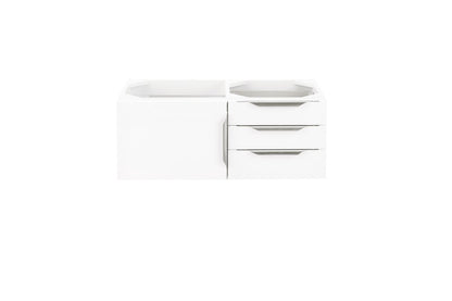 James Martin - Columbia 36" Single Wall Mount Vanity Cabinet, Glossy White, Brushed Nickel - 983-V36-W-GW-N view 1