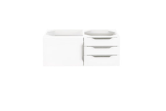 James Martin - Columbia 36" Single Wall Mount Vanity Cabinet, Glossy White, Brushed Nickel - 983-V36-W-GW-N view 1