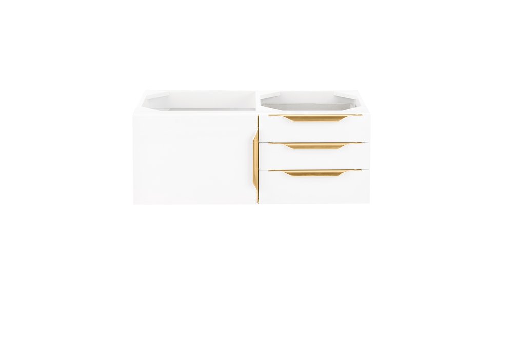 James Martin - Columbia 36" Single Wall Mount Vanity Cabinet, Glossy White, Radiant Gold - 983-V36-W-GW-G view 1