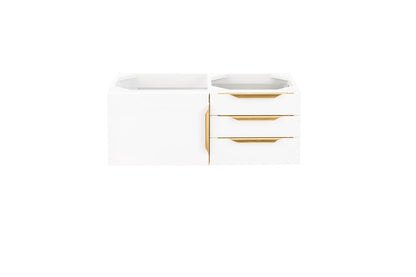 James Martin - Columbia 36" Single Wall Mount Vanity Cabinet, Glossy White, Radiant Gold - 983-V36-W-GW-G view 1