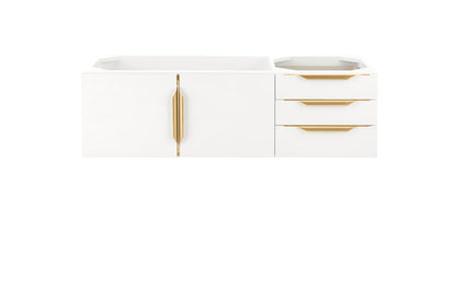 James Martin - Columbia 48" Single Wall Mount Vanity Cabinet, Glossy White, Radiant Gold - 983-V48-W-GW-G view 1