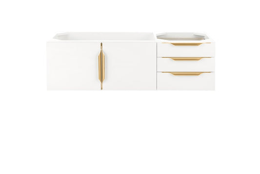 James Martin - Columbia 48" Single Wall Mount Vanity Cabinet, Glossy White, Radiant Gold - 983-V48-W-GW-G view 1