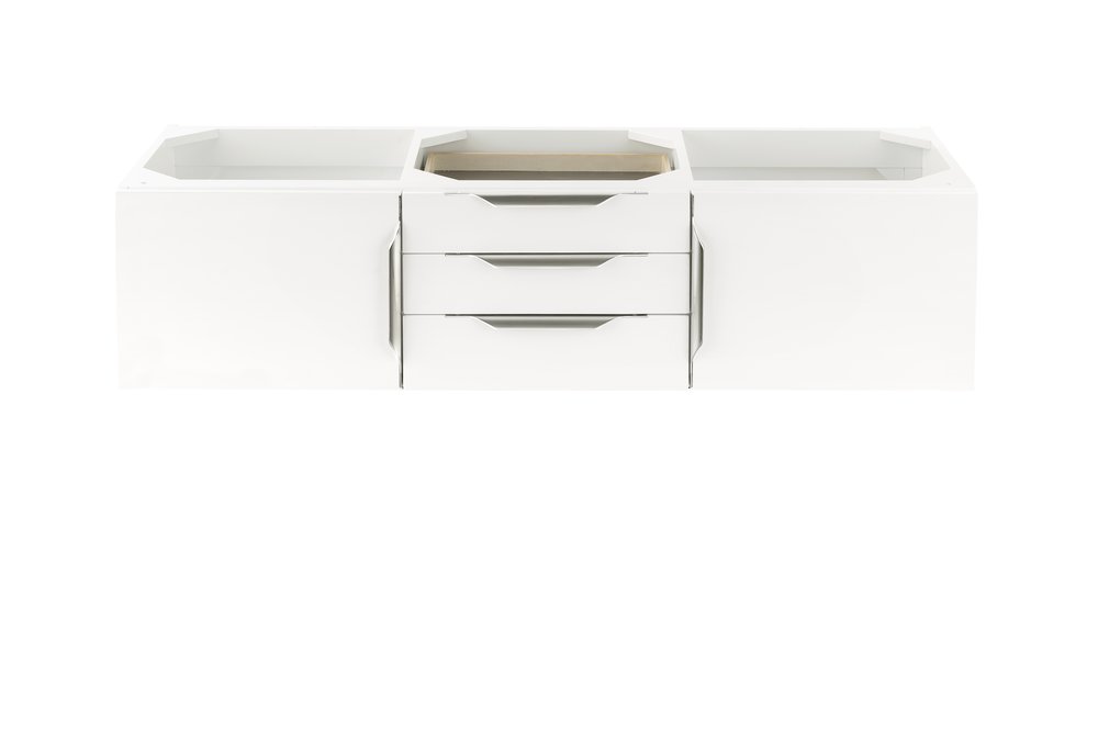 James Martin - Columbia 59" Double Vanity Cabinet, Glossy White, No Hardware - 983-V59D-GW view 1