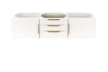 James Martin - Columbia 59" Double Wall Mount Vanity Cabinet, Glossy White, Radiant Gold - 983-V59D-W-GW-G view 1
