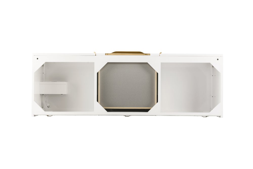 James Martin - Columbia 59" Double Wall Mount Vanity Cabinet, Glossy White, Radiant Gold - 983-V59D-W-GW-G view 2