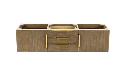 James Martin - Columbia 59" Double Wall Mount Vanity Cabinet, Latte Oak, Radiant Gold - 983-V59D-W-LO-G view 1