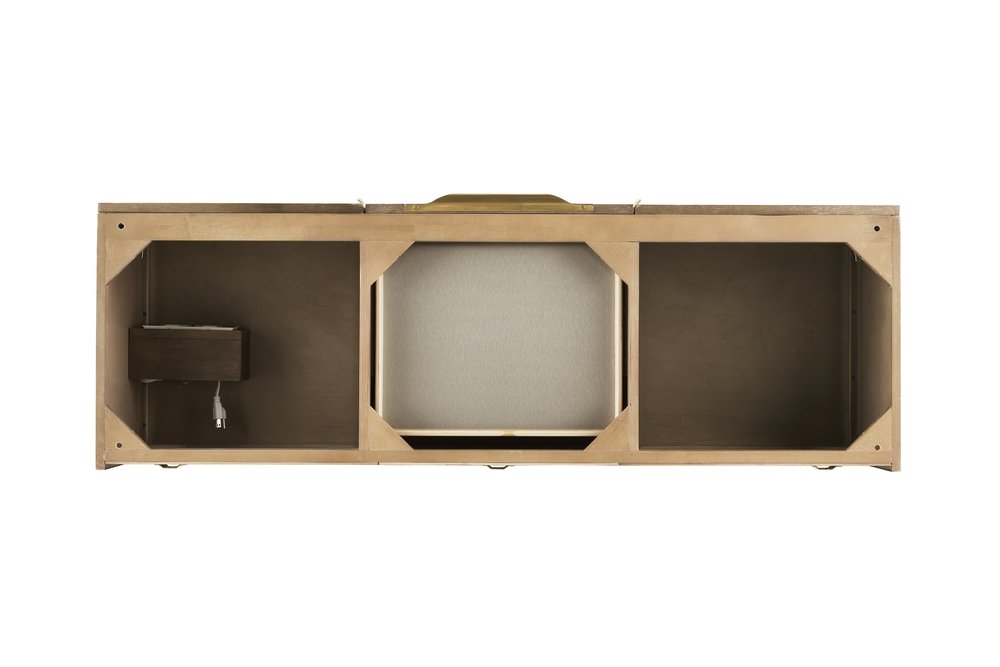 James Martin - Columbia 59" Double Wall Mount Vanity Cabinet, Latte Oak, Radiant Gold - 983-V59D-W-LO-G view 2