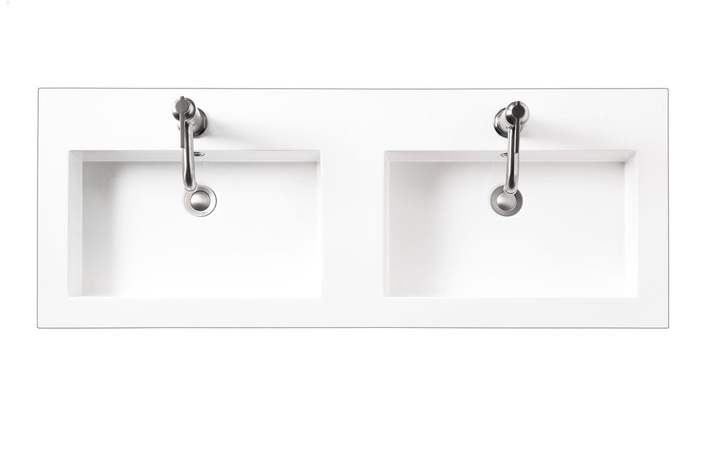 James Martin - Composite Countertop 47" W x 18" D  Sink (Double Basins), White Glossy - CSP-S4718D-WG view 1