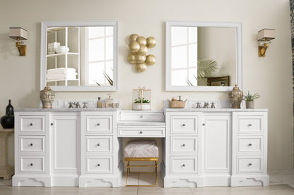James Martin - De Soto 118" Double Vanity Set, Bright White w/ 3 CM Carrara Marble Top - 825-V118-BW-DU-CAR view 2