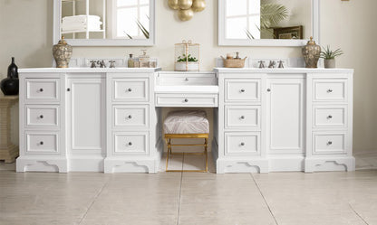 James Martin - De Soto 118" Double Vanity Set, Bright White w/ 3 CM White Zeus Silestone Top - 825-V118-BW-DU-WZ view 1