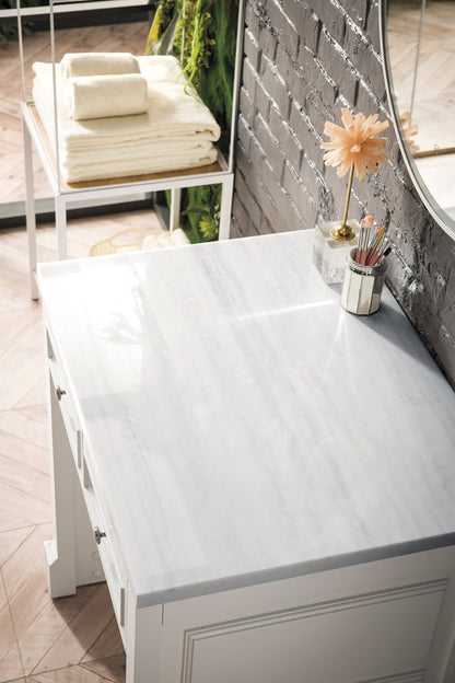 James Martin - De Soto 30" Countertop Unit, Bright White w/ 3 CM Arctic Fall Solid Surface Top - 825-CU30-BW-3AF view 2
