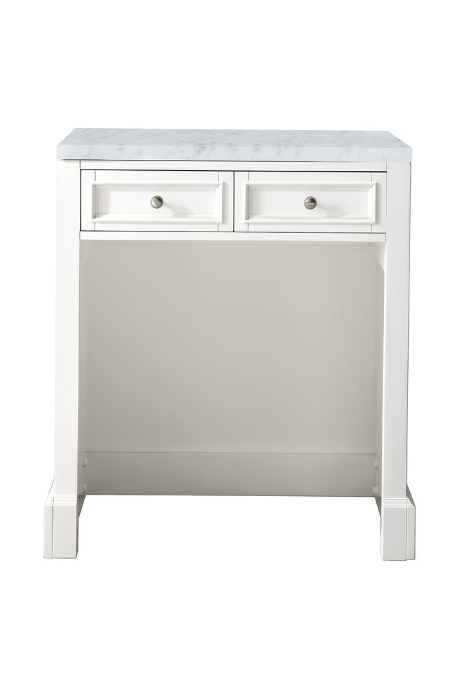 James Martin - De Soto 30" Countertop Unit, Bright White w/ 3 CM Carrara Marble Top - 825-CU30-BW-3CAR view 1