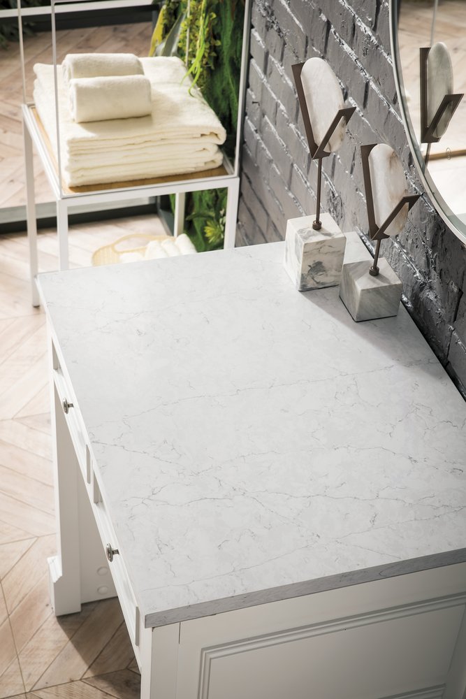 James Martin - De Soto 30" Countertop Unit, Bright White w/ 3 CM Eternal Jasmine Pearl Silestone Top - 825-CU30-BW-3EJP view 2