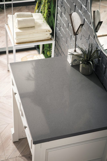James Martin - De Soto 30" Countertop Unit, Bright White w/ 3 CM Grey Expo Silestone Top - 825-CU30-BW-3GEX view 3
