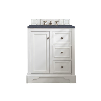 James Martin - De Soto 30" Single Vanity, Bright White w/ 3 CM Charcoal Soapstone Silestone Top - 825-V30-BW-3CSP view 1