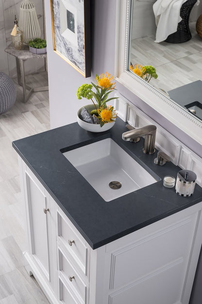 James Martin - De Soto 30" Single Vanity, Bright White w/ 3 CM Charcoal Soapstone Silestone Top - 825-V30-BW-3CSP view 8