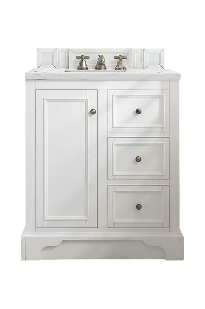 James Martin - De Soto 30" Single Vanity, Bright White w/ 3 CM Ethereal Noctis Silestone Top - 825-V30-BW-3ENC view 1